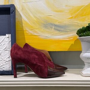 Paolo Burgundy Suede Heels